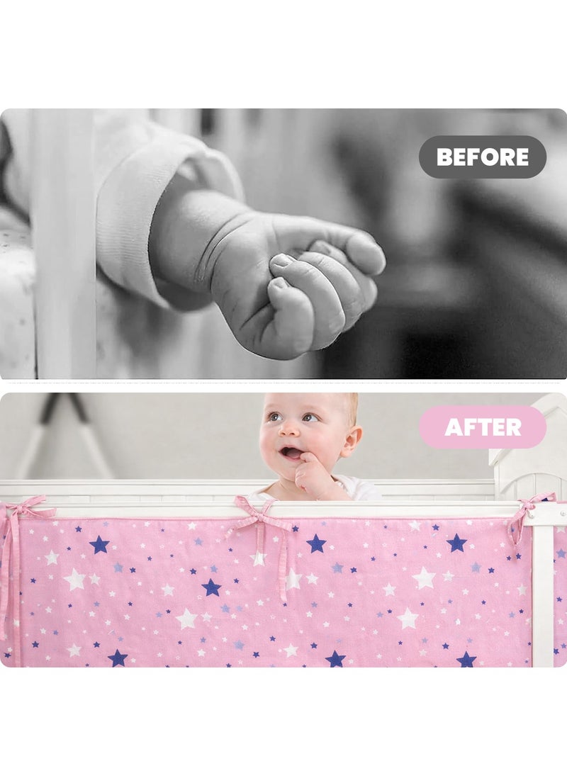 VUCATIN Crib Bumper Breathable Cot Bumper Breathable Mesh Cot Liner Crib Rail Cover Baby Crib Bumper Baby Boys Girls Nursery Breathable Crib Bedding Baby Bed Bumper 130x30cm (Pink) - Image 3